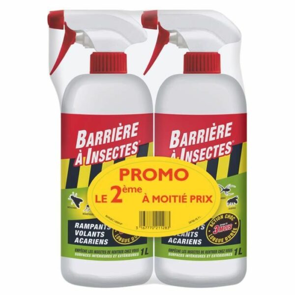 BARRIÈRE A INSECTES Insectes rampants, volants et acariens - Prêt à l'emploi - Lot PROMO de 2x1 L