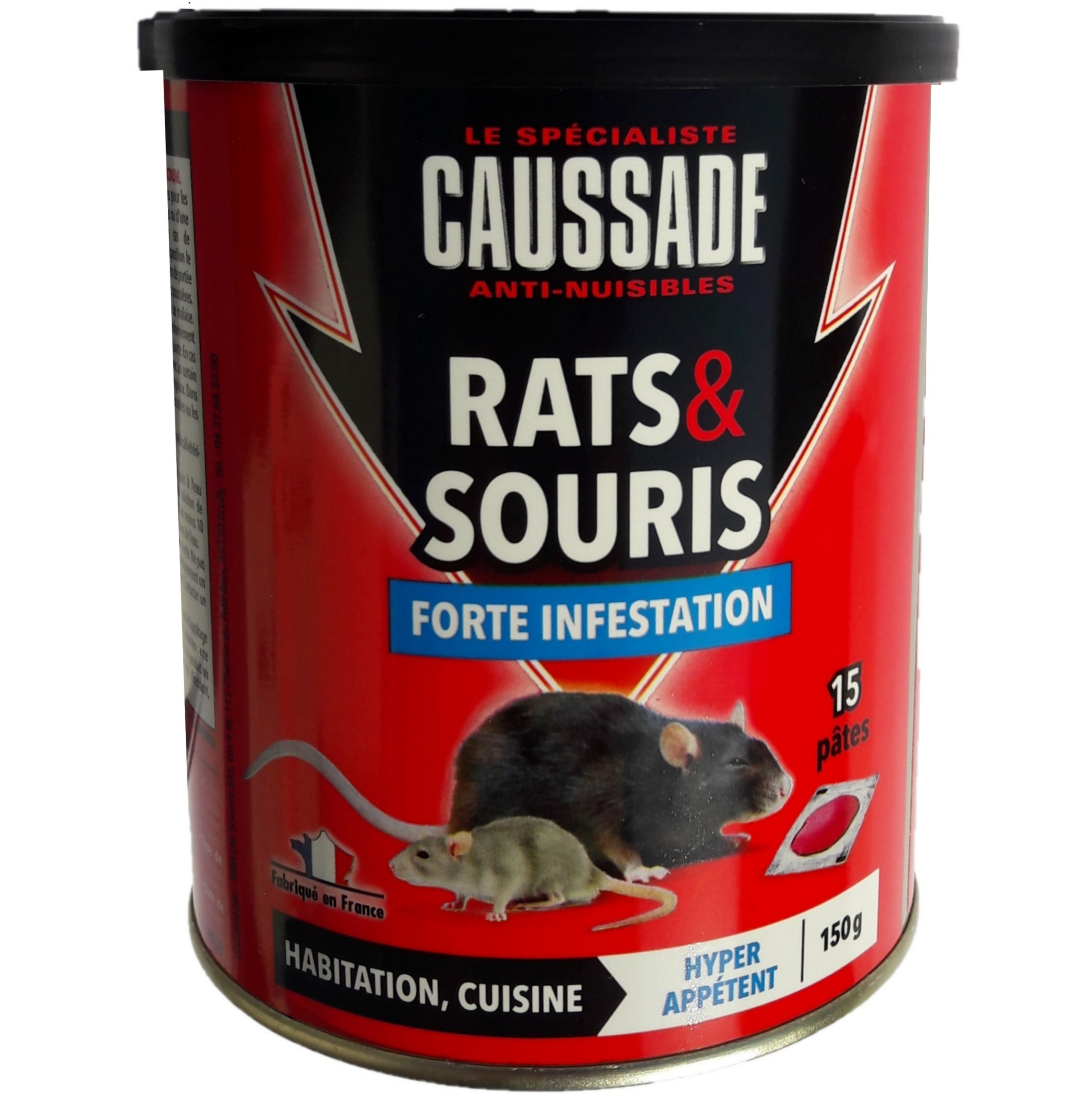 15 Pâtes Appât prêt à l'emploi Caussade CARSPT150 Rats & Souris Habitation et 